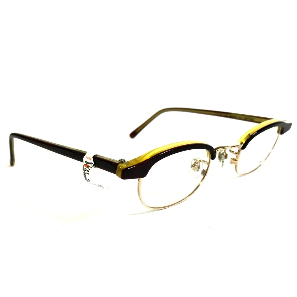Paul Eyeglasses Frames INITIAL 02 V24 Brown Yellow Gold Oval 42-124-145